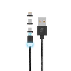 Câble universel à trois embouts magnétiques : Lightning, USB Type-C et Micro USB photo 1