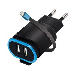 Chargeur secteur avec 2 ports USB et petit câble Lightning photo 1
